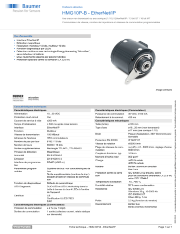 Baumer HMG10P-B - EtherNet/IP Absolute encoder Fiche technique | Fixfr