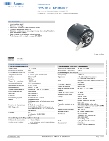 Baumer HMG10-B - EtherNet/IP Absolute encoder Fiche technique | Fixfr