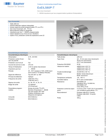 Baumer ExEIL580P-T Incremental encoder Fiche technique | Fixfr