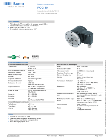 Baumer POG 10 Incremental encoder Fiche technique | Fixfr