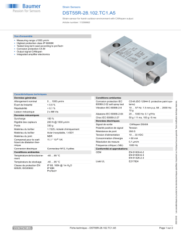 Baumer DST55R-28.102.TC1.A5 Strain Sensor Fiche technique | Fixfr