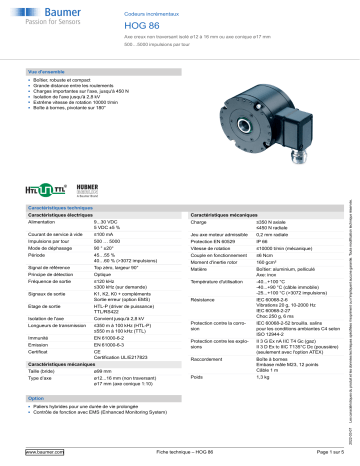 Baumer HOG 86 Incremental encoder Fiche technique | Fixfr