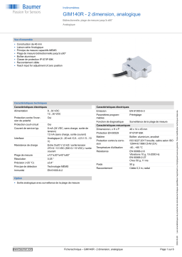 Baumer GIM140R - 2-dimensional, analog Inclination sensor Fiche technique