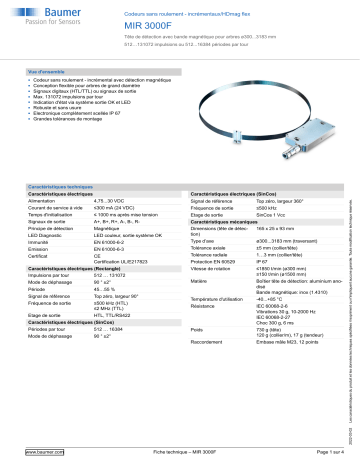 Baumer MIR 3000F Encoder Fiche technique | Fixfr