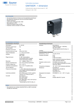 Baumer GIM700DR - 1-dimensional Dynamic inclination sensor Fiche technique