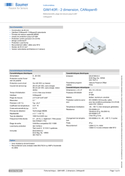 Baumer GIM140R - 2-dimensional, CANopen® Inclination sensor Fiche technique