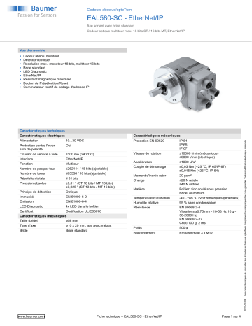 Baumer EAL580-SC - EtherNet/IP Absolute encoder Fiche technique | Fixfr