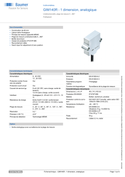 Baumer GIM140R - 1-dimensional, analog Inclination sensor Fiche technique