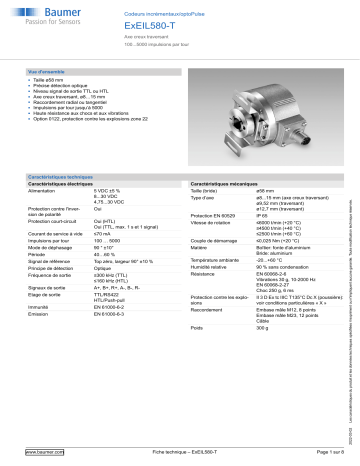 Baumer ExEIL580-T Incremental encoder Fiche technique | Fixfr