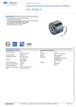 Baumer Motor earthing unit ATEX/IECEx - EExME 12 Motor earthing unit Fiche technique