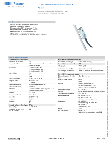 Baumer MIL10 Linear encoder Fiche technique | Fixfr