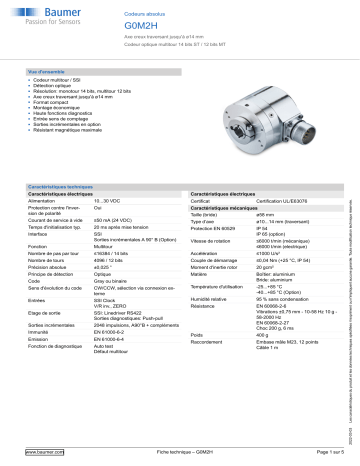 Baumer G0M2H Absolute encoder Fiche technique | Fixfr