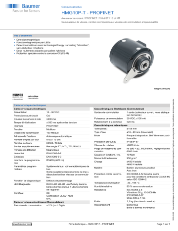 Baumer HMG10P-T - PROFINET Absolute encoder Fiche technique | Fixfr