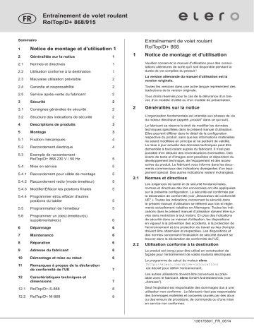 elero RolTop D+ -868 Mode d'emploi | Fixfr