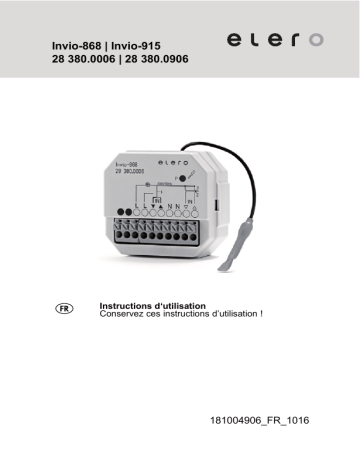 elero Invio-868 Mode d'emploi | Fixfr