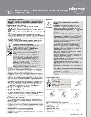 elero VariEco+ -868 Mode d'emploi | Fixfr