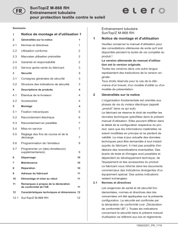 elero SunTop/Z-868 RH Mode d'emploi | Fixfr