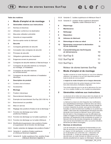 elero SunTop Mode d'emploi | Fixfr
