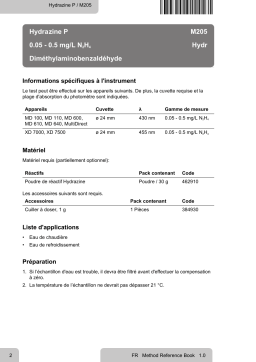 Lovibond Single Method M205 - Hydrazine P Manuel utilisateur