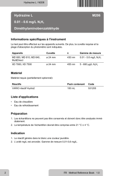 Lovibond Single Method M206 - Hydrazine L Manuel utilisateur