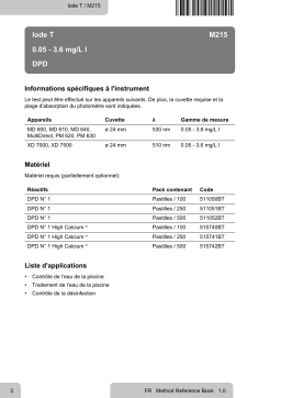 Lovibond Single Method M215 - lodine T Manuel utilisateur