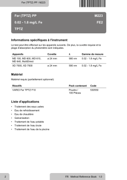 Lovibond Single Method M223 - Iron (TPTZ) PP Manuel utilisateur