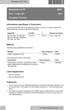 Lovibond Single Method M251 - Molybdate LR PP Manuel utilisateur