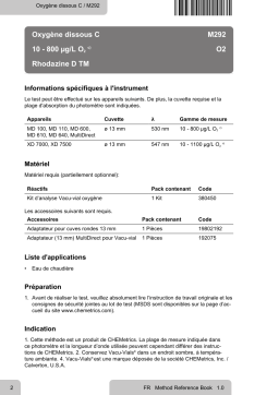 Lovibond Single Method M292 - Oxygen dissolved C Manuel utilisateur