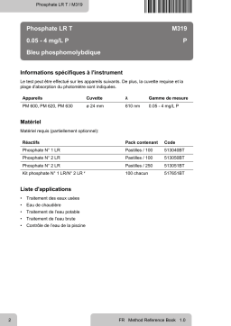 Lovibond Single Method M319 - Phosphate LR T Manuel utilisateur