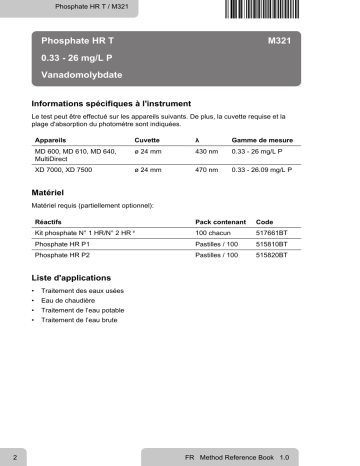 Lovibond Single Method M321 - Phosphate HR T Manuel utilisateur | Fixfr