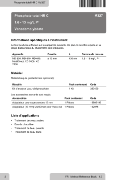 Lovibond Single Method M327 - Phosphate HR C Manuel utilisateur