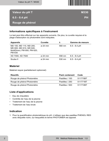 Lovibond Single Method M330 - pH-value T Manuel utilisateur | Fixfr