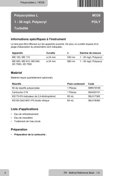 Lovibond Single Method M338 - Polyacrylate L Manuel utilisateur