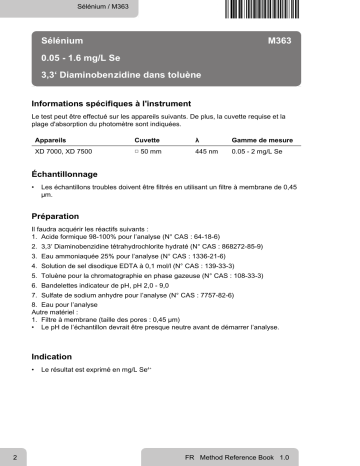 Lovibond Single Method M363 - Selenium Manuel utilisateur | Fixfr