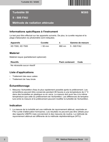 Lovibond Single Method M385 - Turbidity 50 Manuel utilisateur | Fixfr