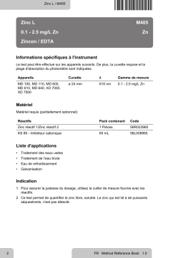 Lovibond Single Method M405 - Zinc L Manuel utilisateur