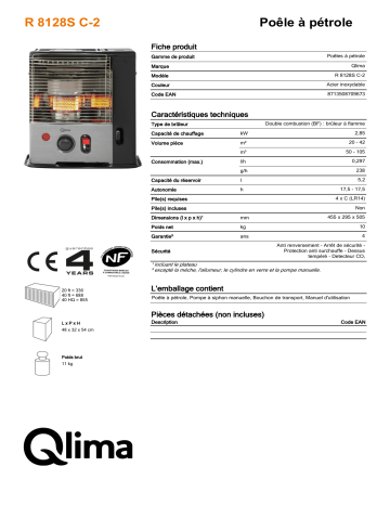 QLIMA R8128SC-2 Paraffin heater Manuel utilisateur | Fixfr
