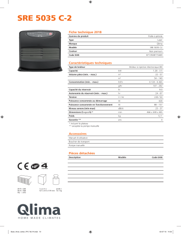 QLIMA SRE5035C-2 Paraffin heater Manuel utilisateur | Fixfr