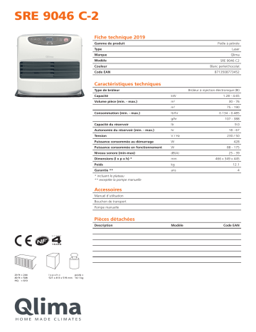 QLIMA SRE9046C-2 Paraffin heater Manuel utilisateur | Fixfr