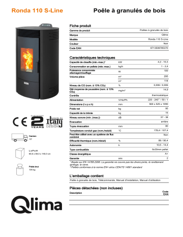 QLIMA Ronda 110 S-line Pellet heater Manuel utilisateur | Fixfr