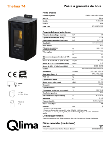 QLIMA Thelma 74 Pellet heater Manuel utilisateur | Fixfr