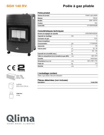 QLIMA SGH140RV Ga heater Manuel utilisateur | Fixfr