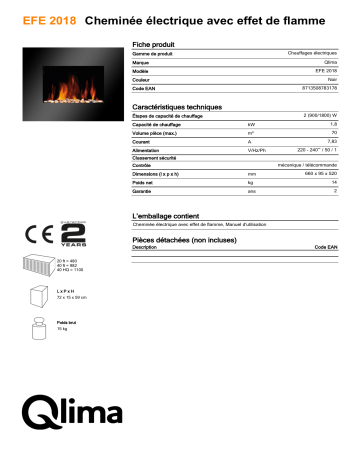QLIMA EFE2018 Electrical heater Manuel utilisateur | Fixfr