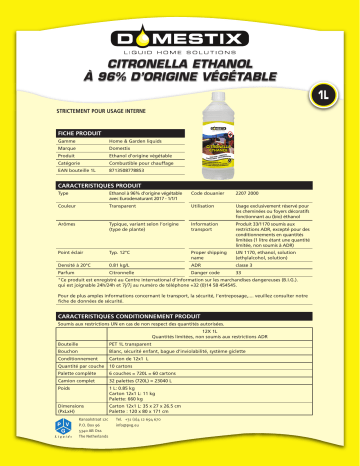 QLIMA Citronella Ethanol Ethanol Manuel utilisateur | Fixfr