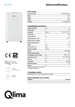 QLIMA D210 Dehumidifier Manuel utilisateur