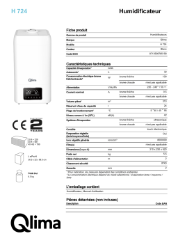 QLIMA H724 Humidifier Manuel utilisateur