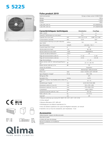 QLIMA S5225 Split unit air conditioner Manuel utilisateur | Fixfr
