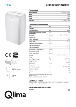 QLIMA P522 Mobile air conditioner Manuel utilisateur