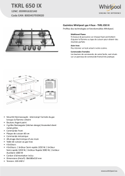 Whirlpool TKRL 650 IX Hob Manuel utilisateur