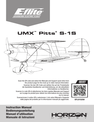 E-flite EFLU15250 UMX Pitts S-1S BNF Basic Manuel du propriétaire | Fixfr